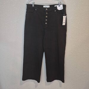 Sam Edelman Black High Rise Wide Leg Ankle Jeans Size 32